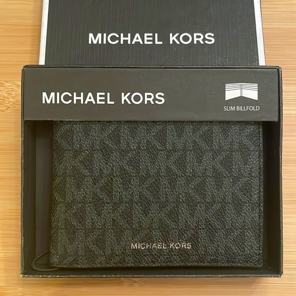 Brand New Michael Kors Black Jet Set Slim Billfold Men’s Wallet - Picture 1 of 13